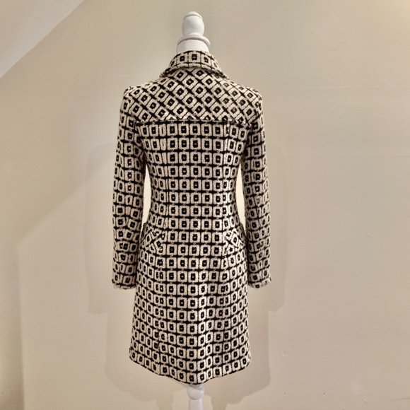 Milly New York Vintage Black and White Check Wool Woman's Coat, 2000 Collection - Picture 7 of 16